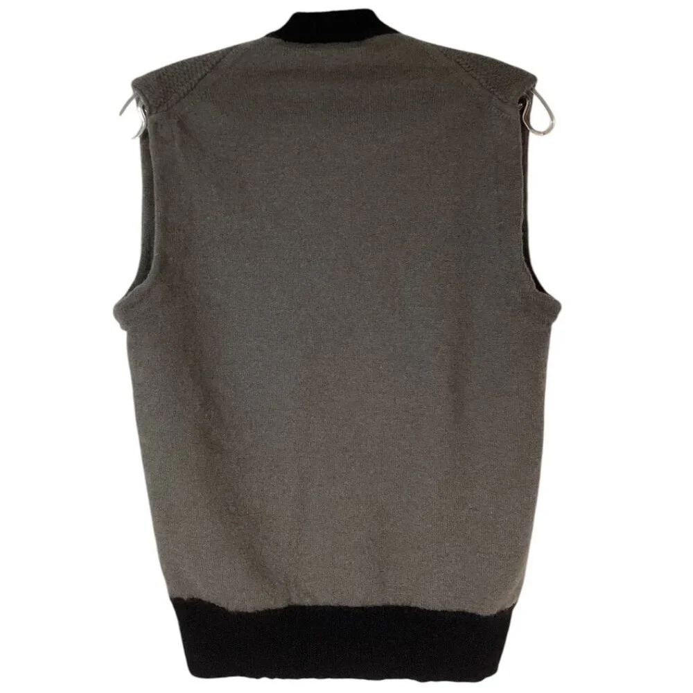 Vintage‎ Guess Classics Gray & Black Merino Wool V-Neck Sweater Vest - Men's XL